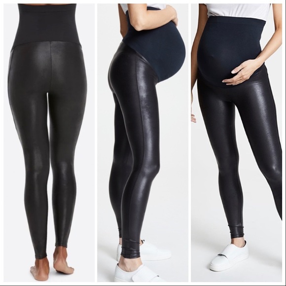 spanx mama faux leather leggings